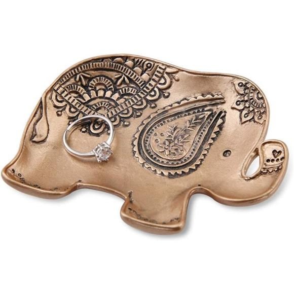 Jewelry Tray Elephant Shape Vintage Trinket Ring Earrings Organizer Storage Desk - Picture 2 of 7